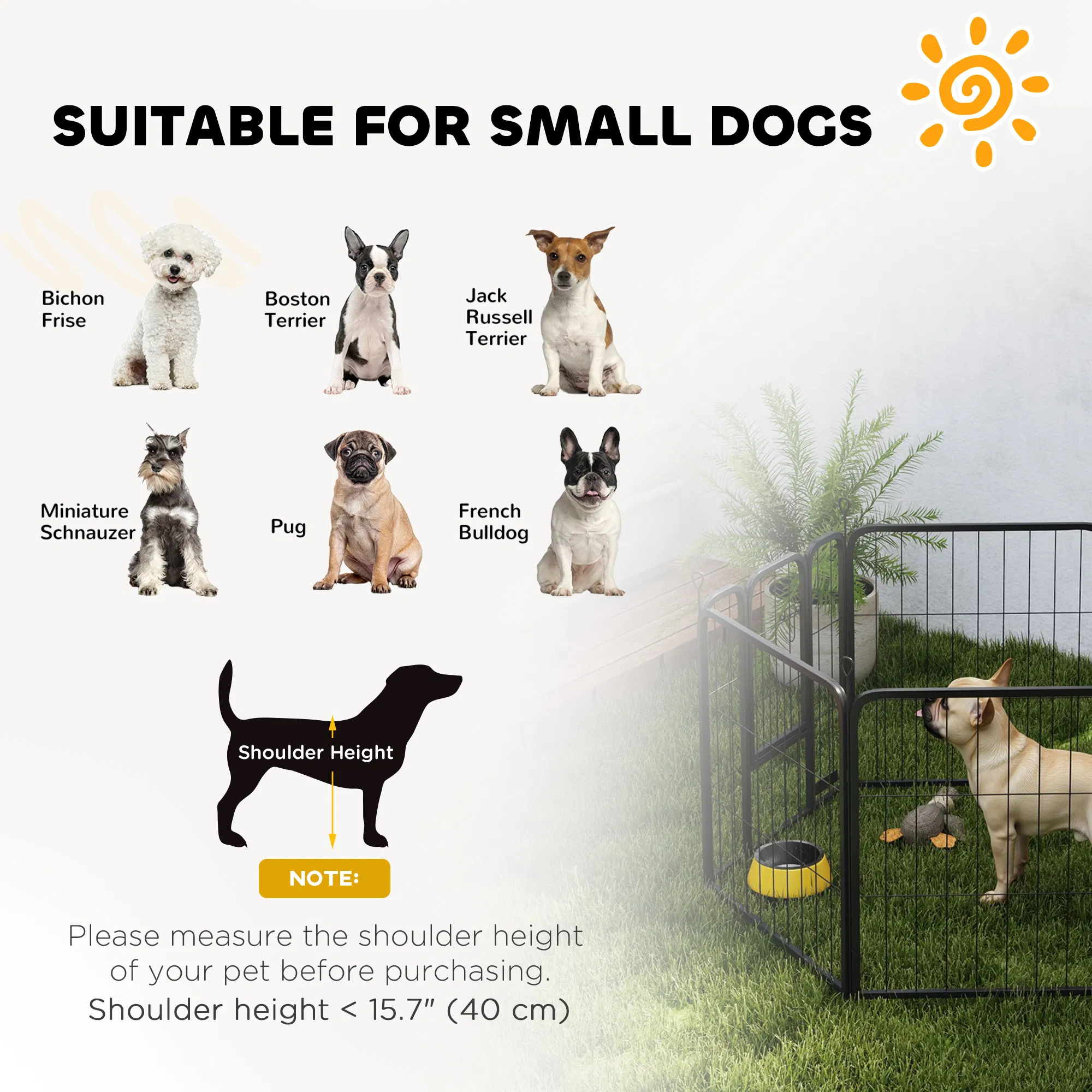6 Panels Heavy Duty Dog Playpen Outdoor Indoor with Door & Strap, 24" Height Portable & Foldable Pet Playpen — image 6