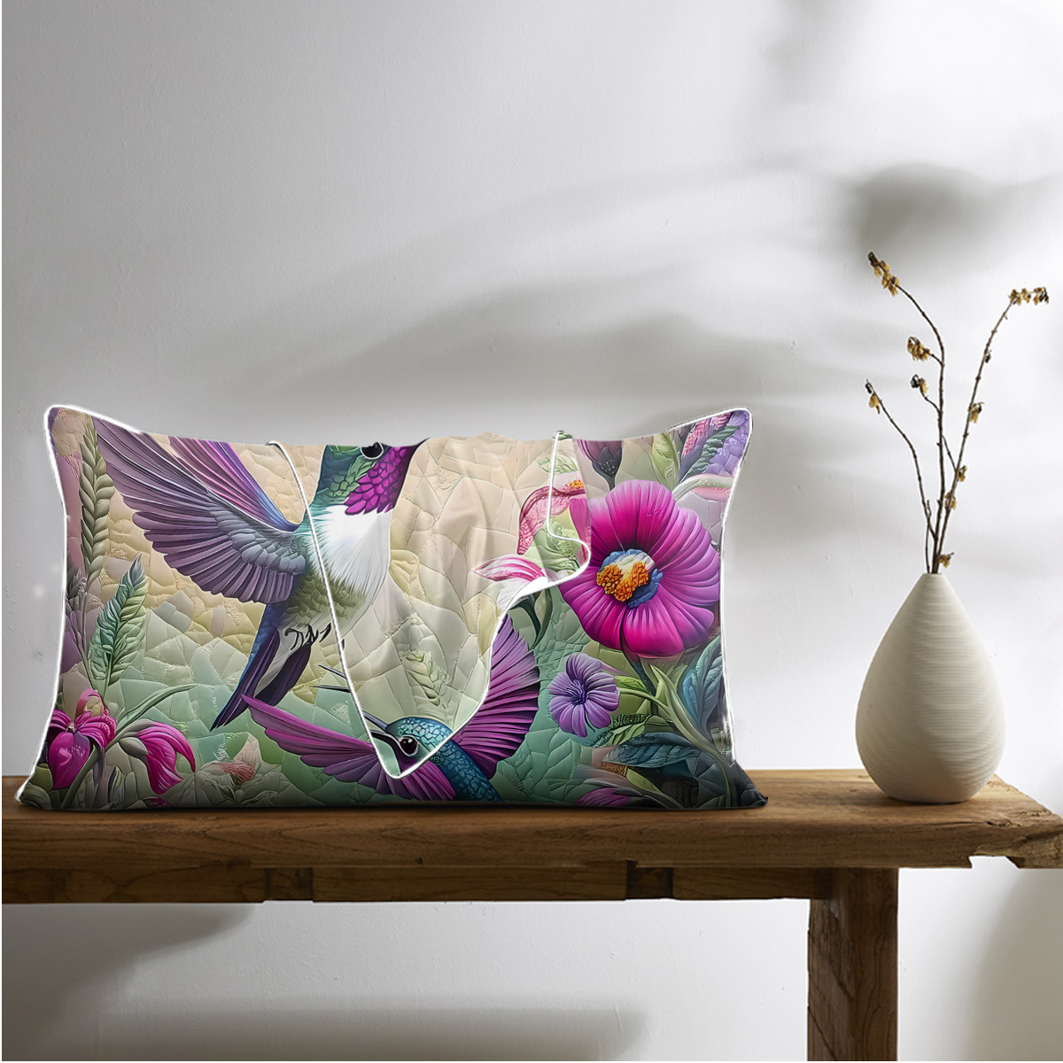 2 Piezas de Fundas de Almohada de Satén Con Estampado de Colibrí Tropical, Suaves y Delicadas Con la Piel, Aptas Para Todas las Estaciones — imagen 1