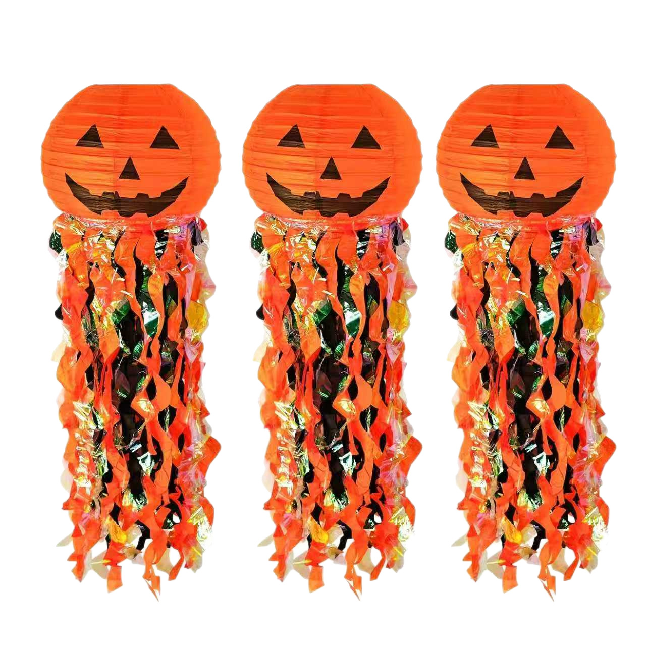 Halloween Paper Lantern DIY Handmade Jellyfish Pumpkin Head Lantern Hanging Decoration Prop Decor Scary Haunted House Door Hanging Ornament — image 6