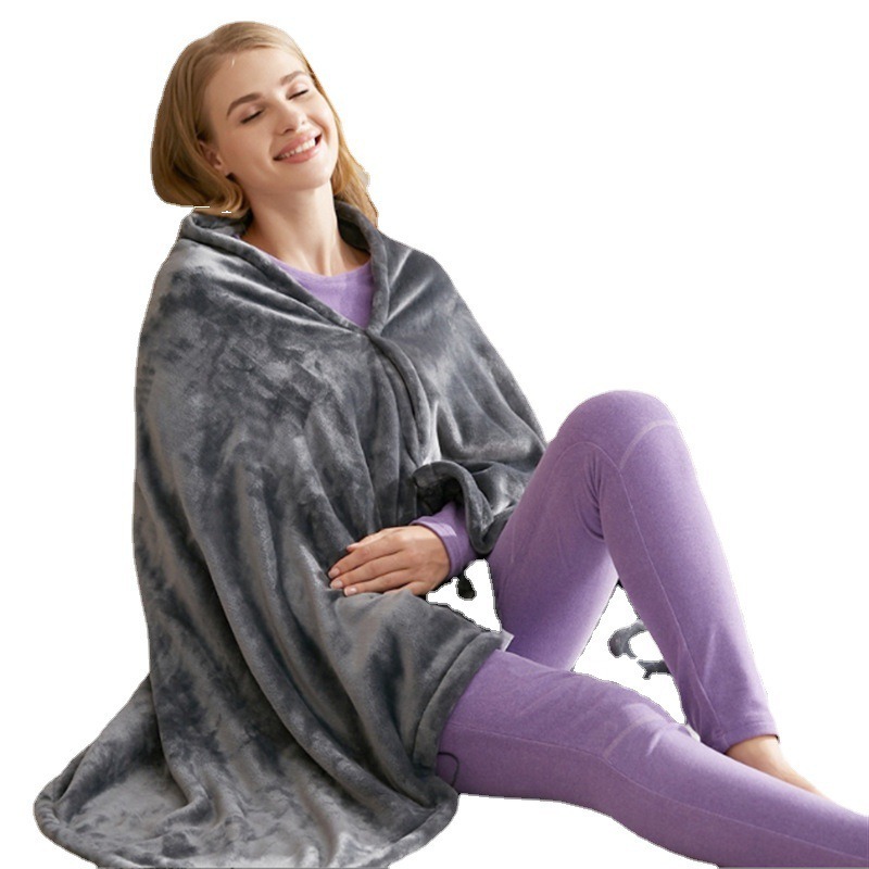 Electric Outer Shawl Blanket Coral Velvet Warm Wrap Cape Cloak USB Charging Heating Blanket Cold Insulation Blanket — image 7