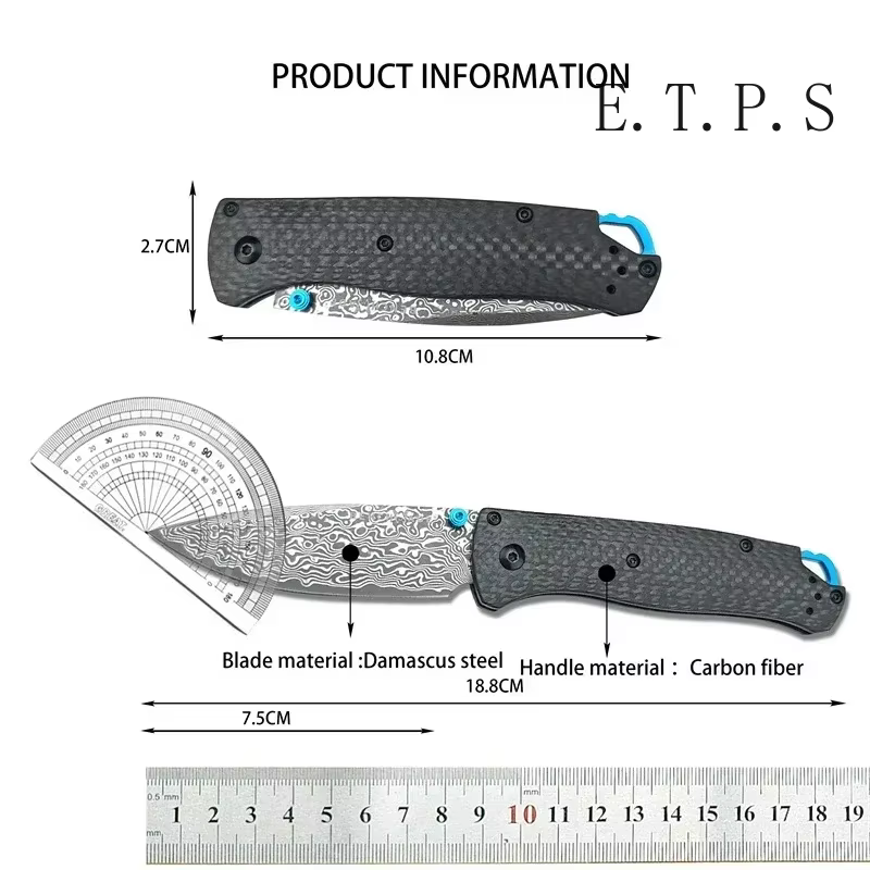 Lock Knives BM 535 Bugout Folding Pocket Knife Damascus Steel Carbon Fiber Handle Hunting Outdoor Knife Camping Survival Tools — image 6