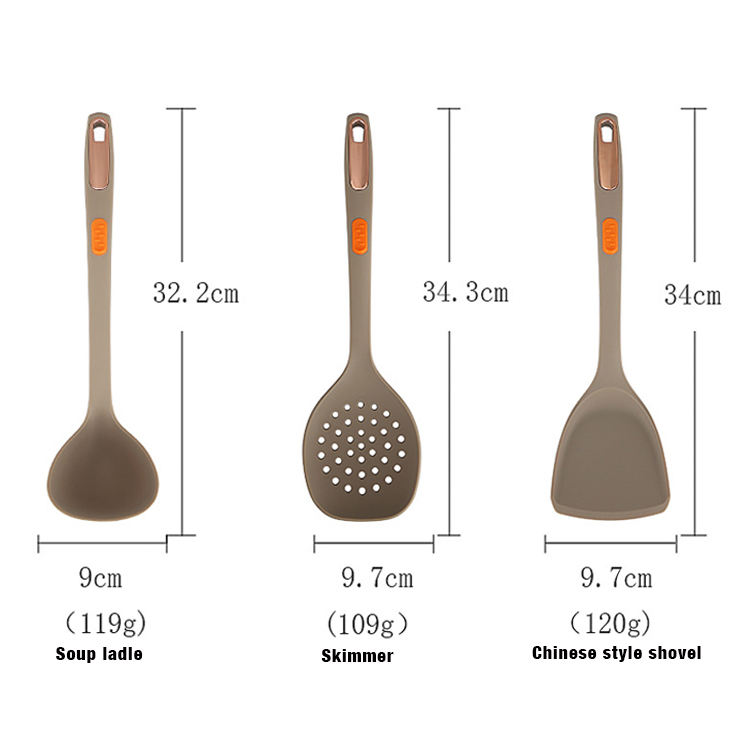7-Piece Silicone Pack Nylon Cookware Set Spatula Soup Spoon Fishing Fence Powder Grasp Leaky Spoon Dense More Cooking Tools — image 6
