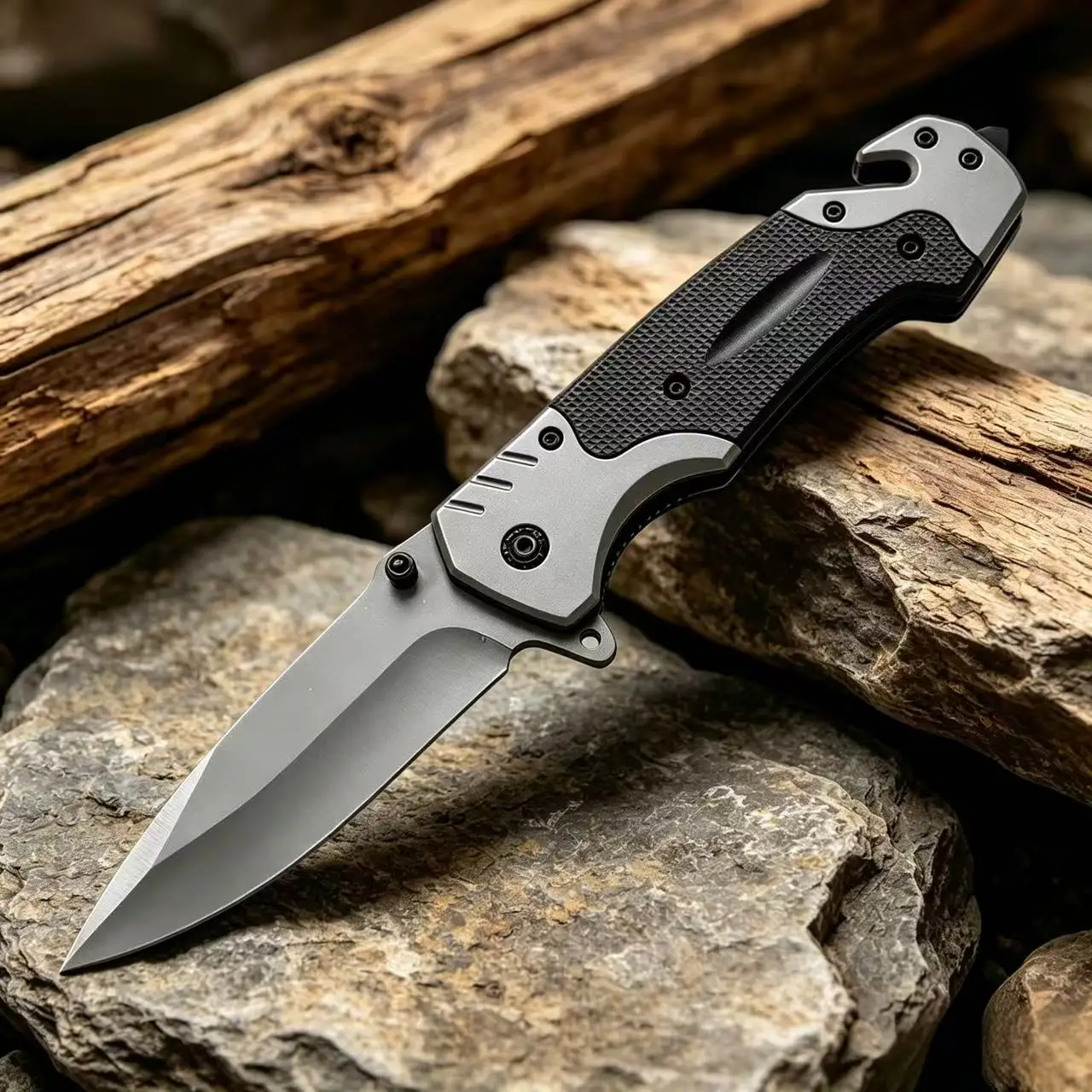 Portable Folding Pocket Knife, Stainless Steel Blade with Glass Breaker, G10 Anti-slip Handle, EDC Multi-tool for Camping Hiking — image 1