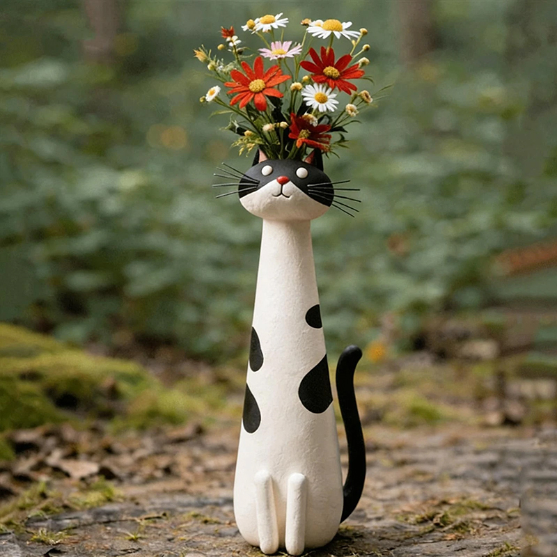 Vaso de Gato Creativo - Portador de Flores Secas para Escritorio, Accesorio Decorativo para Hogar/Oficina, Universal para Ramilletes Pequeños — imagen 2