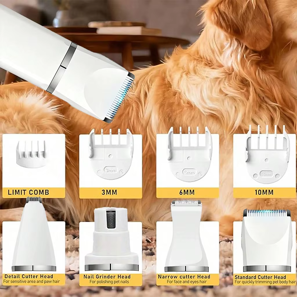 4-in-1 Pet Hair Clipper Rechargeable Dog Cat Trimmer Kit Cordless Electric Grooming Shaver with Comb Guide for Puppy Kitten — image 3