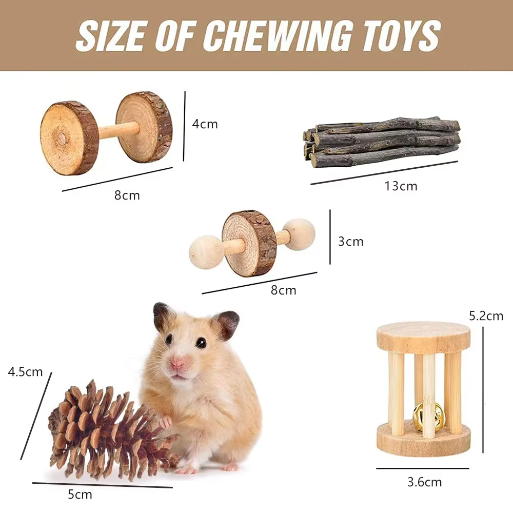 Pet Rabbit Guinea Pig Parrot Play Molar Wooden Supplies Combination Hamsters Rabbit Rat Toys Hamster Toys Set — image 5