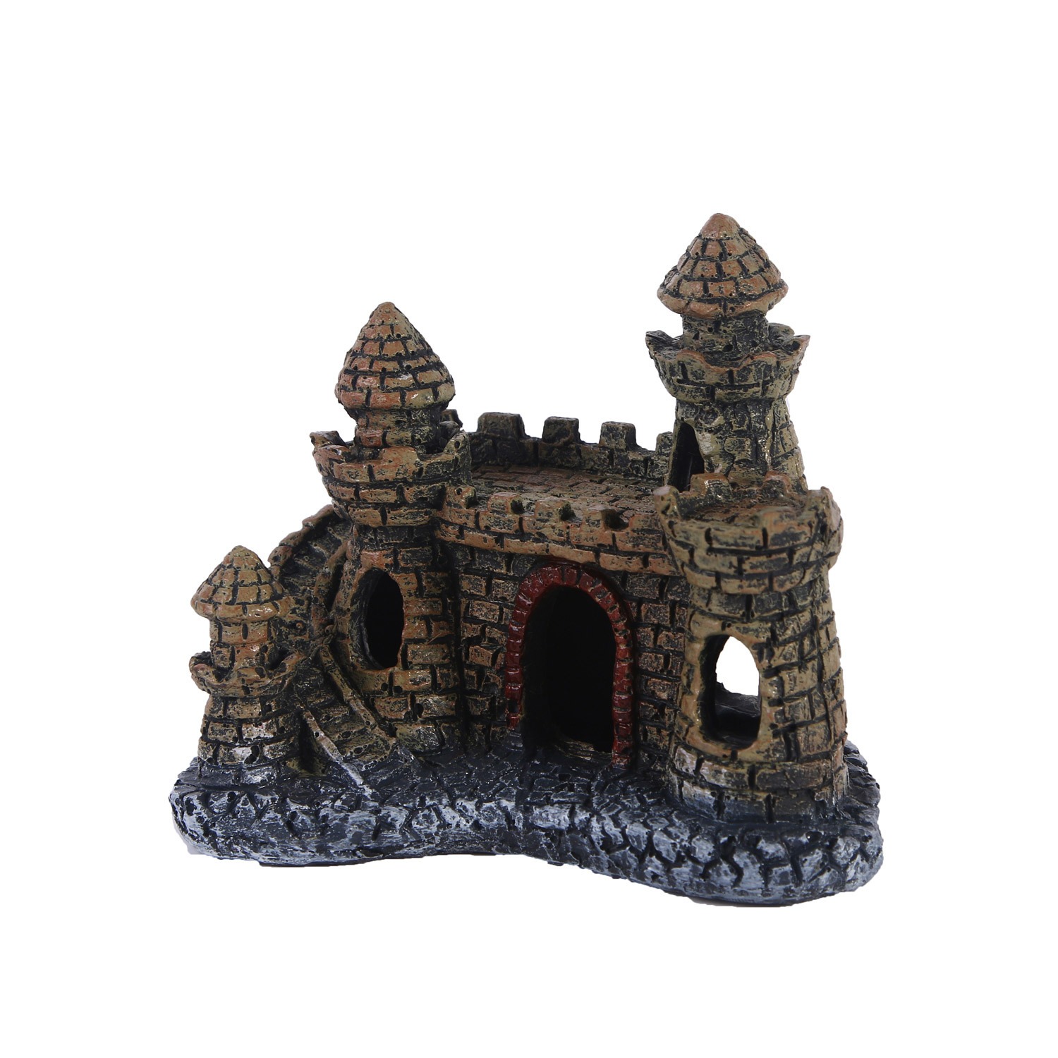 Decoraciones de resina para acuario con paisaje de hierba y castillo — imagen 1