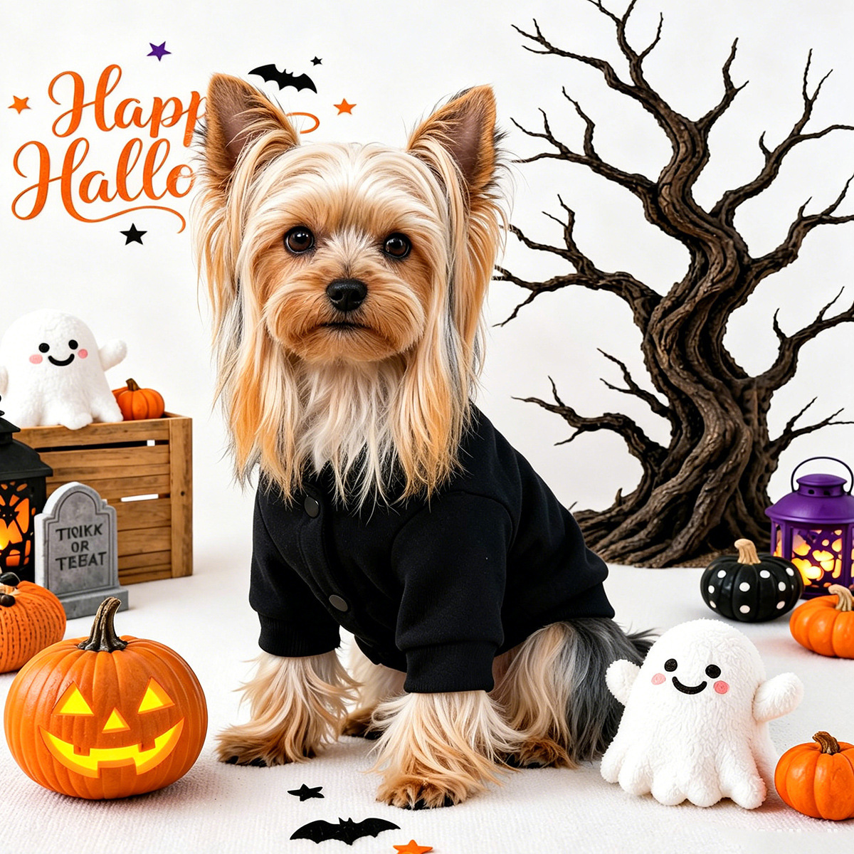 Pet Clothingfor Small Dogs and Cats - Black Halloween Sweatshirt for Teddy, Bichon, and Puppies — image 4