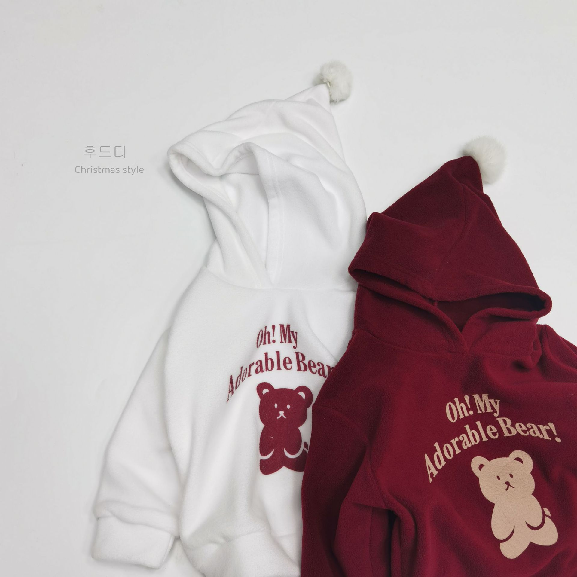 Cute teddy bear printed fleece hoodie — image 3