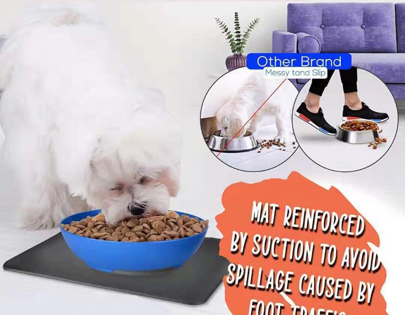 Silicone suction bowl mat non-slip pet bowl non-slip collapsible dog bowl mat and sucker feet silicone food caps 30D6 — image 1
