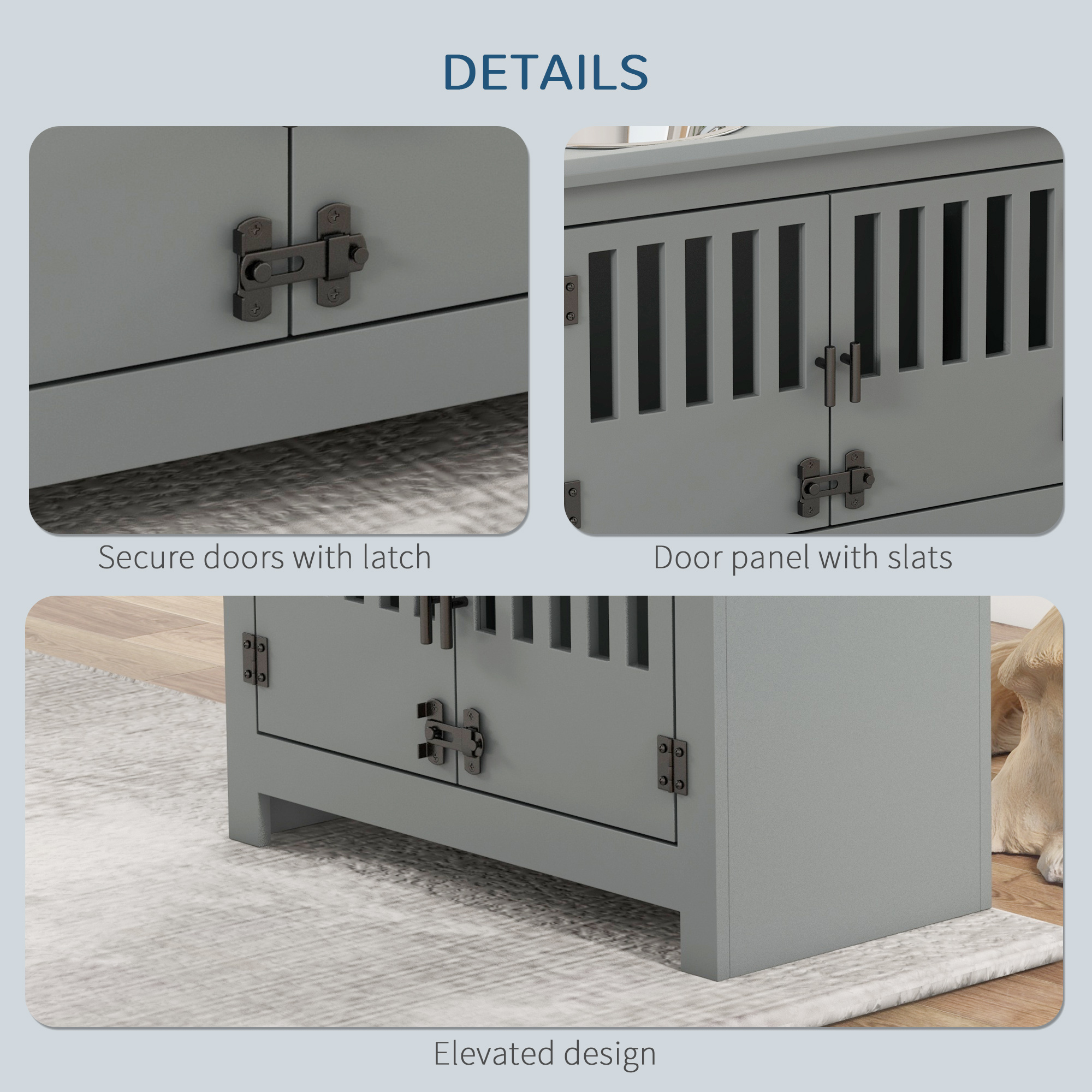 Dog Food Storage Cabinet with Bowls & Dog Feeding Station, Gray — image 6