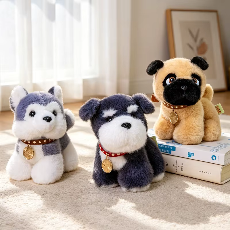 Puppy Party Plush Toys Husky Schnauzer Poodle Bichon Corgi Doll Cute Lifelike Desktop Pet Dog Toys Kawaii Bags Decor — image 2