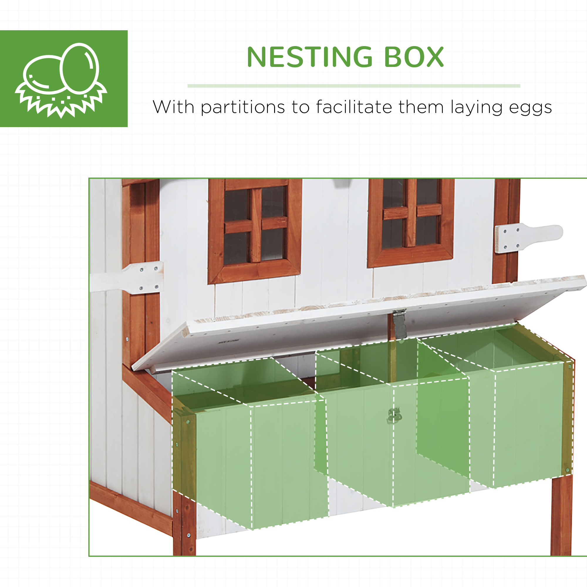 Cooper de Pollos Portátil para 3-5 Gallinas, Caja de Huevo con Techo Impermeable y Manijas para Jardín — imagen 6