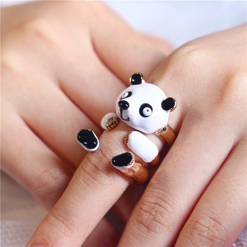 New Combination Ring Fashion Creative Panda Ring Can Be Split into Small Jewelry Combination Set Ring — image 1