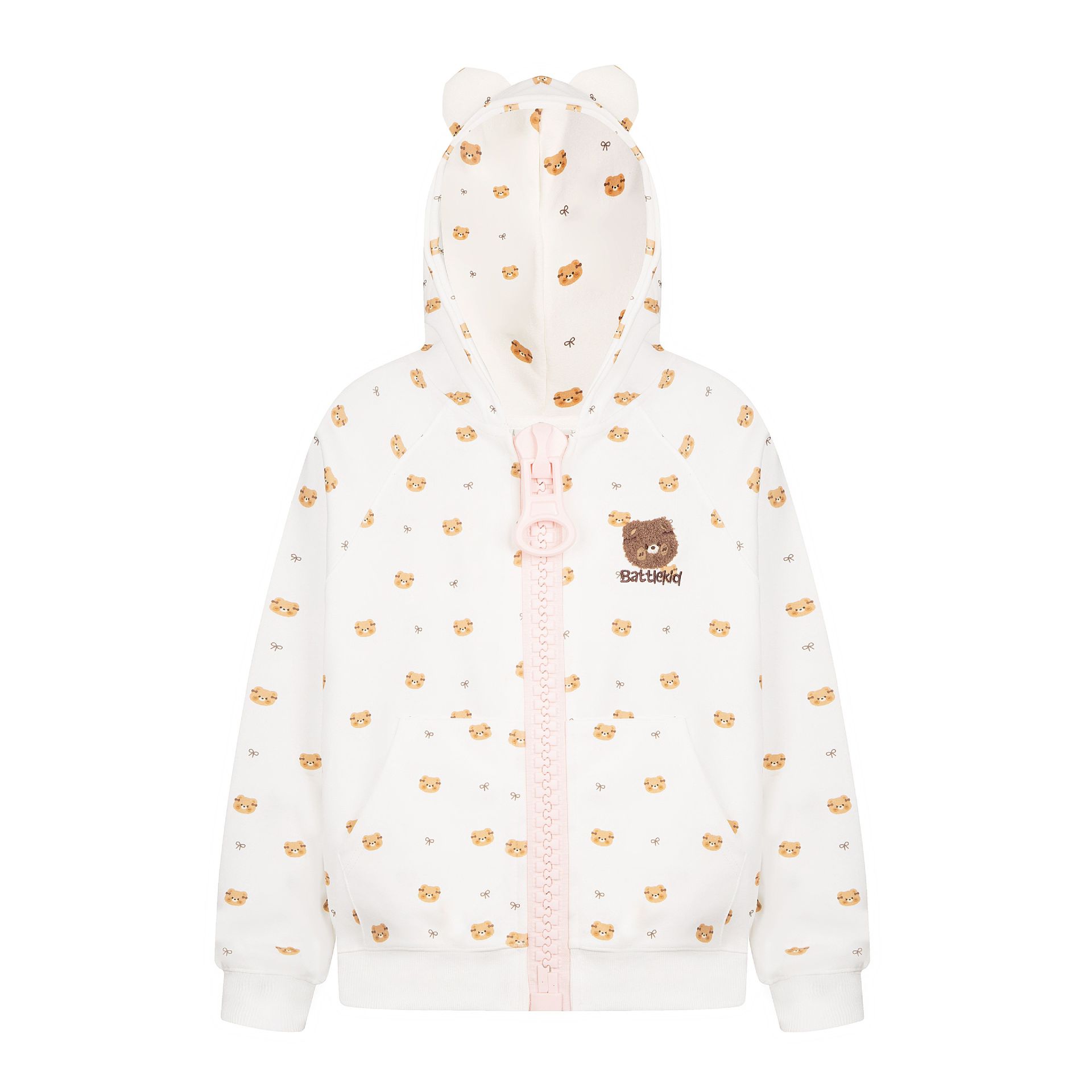 Cute Bear Print Zip-Up Hoodie for Women, Casual Hooded Cardigan Jacket — image 2