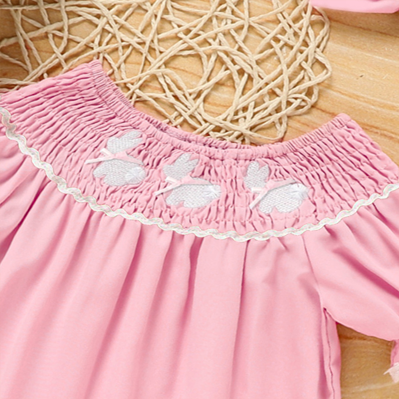 Vestido de Cordero para Niña Pequeña con Manga Rizada, Cuello y Brocado de Conejo para Verano — imagen 29