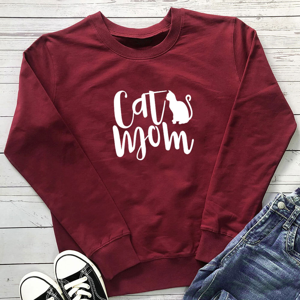 Cat Mom Printed Round Neck Hoodie — image 8