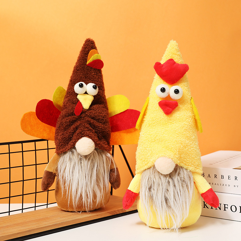 Thanksgiving decoration turkey cute doll plush faceless doll decoration home shopping mall window dress up — image 2