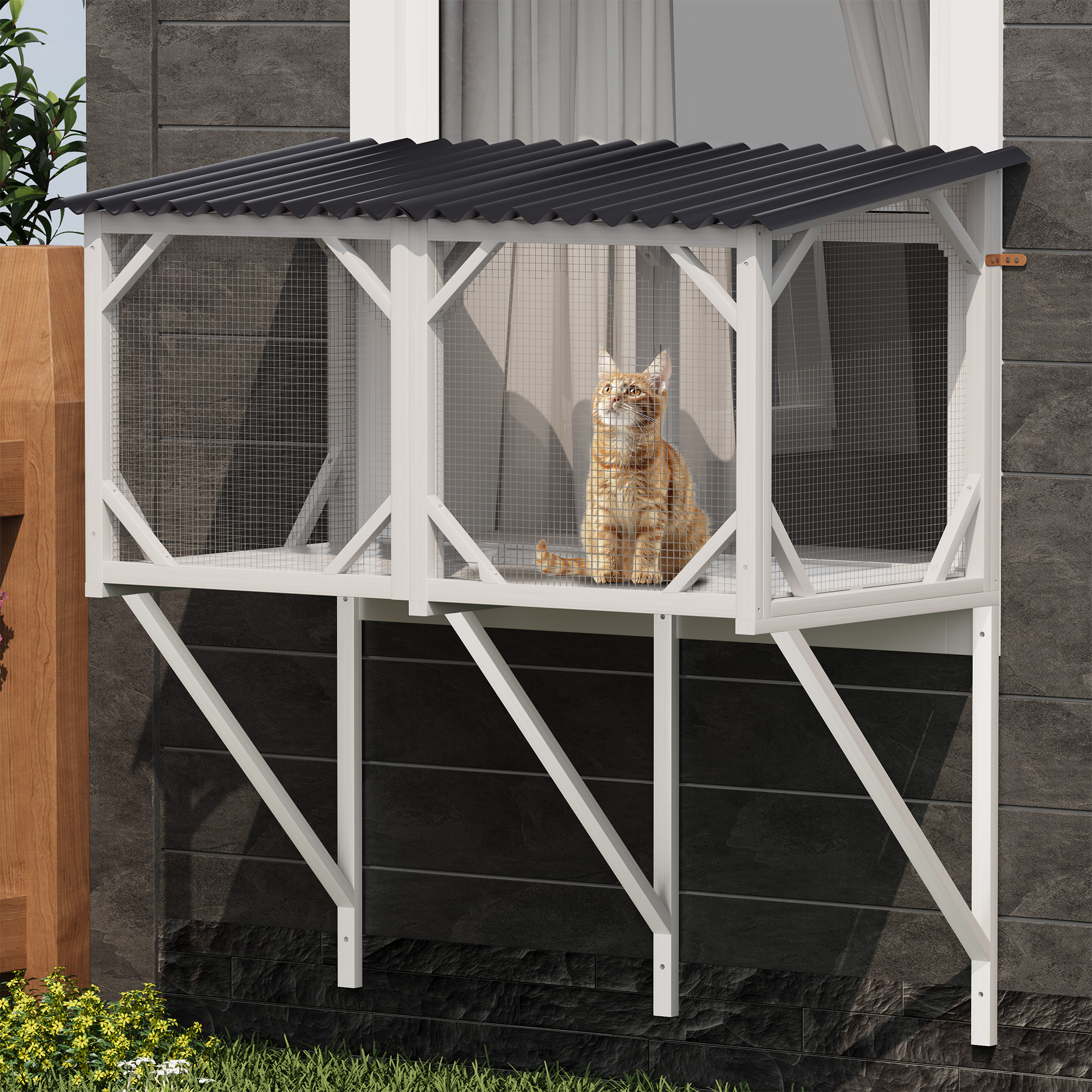Cat Window Box, 43.3 Catio Outdoor Cat Enclosure For Sunbathing, Napping & Viewing, Window Perch For Large Indoor Cats - All Weather Use, Cat Cage — image 1