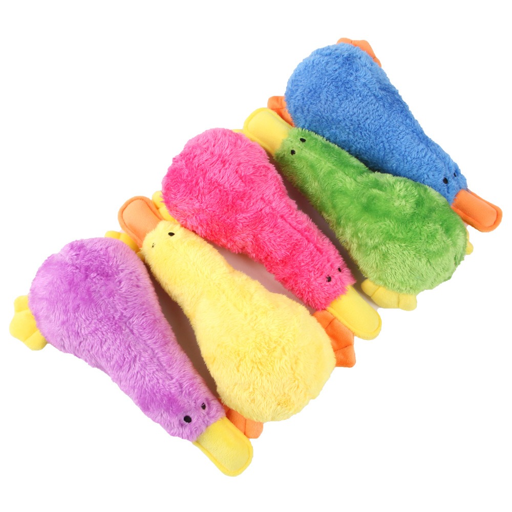 Juguetes de peluche con sonido para mascotas - Perro muerde a pato con alas de cartón — imagen 10
