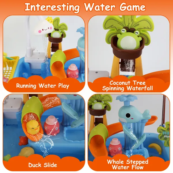 3 In 1 Kitchen Sink Toy With Electric Faucet Water Table Fishing Game Role Play Sink Set Indoor Outdoor For Kids Aged 3+ Years Old GPCT5464 — imagen 4