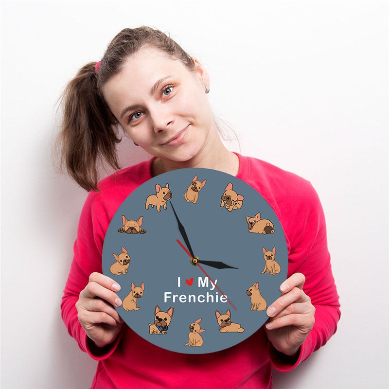 Reloj de Pared con Bulldog Francés Impreso, Iluminación trasera, Decoración para Mascotas, Amo a mi Frenchie, Silencioso, No tictaque — imagen 3
