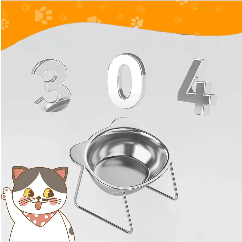 Bol de Comida Elevado a 15° con Cuello Inclinado para Gatos - Acero Inoxidable 304 Resistente al Impacto y Fácil de Limpiar — imagen 3
