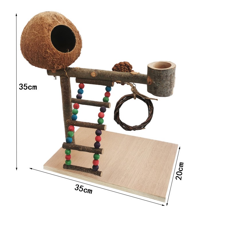 Solid Wood Parrot Station Frame Training Bird Shelf Parrot Toys — image 2
