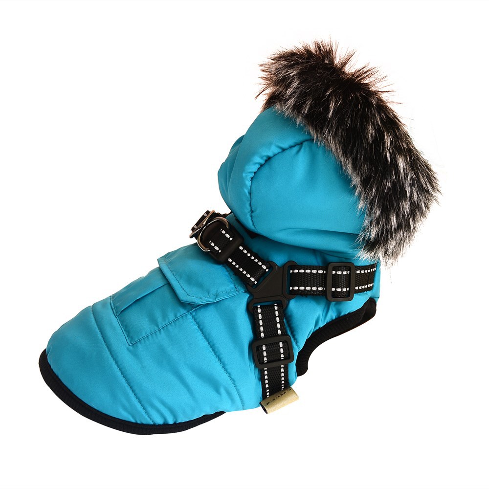 New Pet Cotton Clothes Reflective Warmth Dog Clothes Winter Wool Collar Plus Cotton Pet Clothing Cotton Vest Coat — image 5