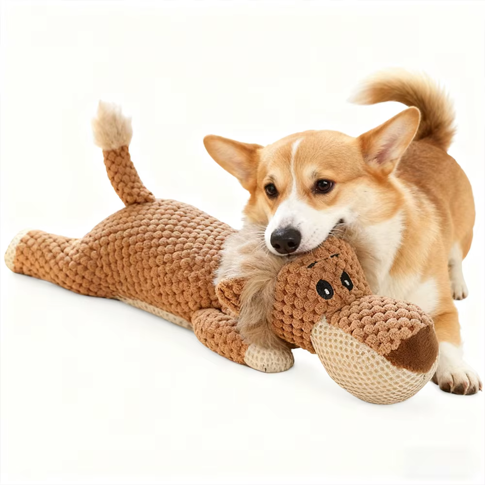 Large Dog Plush Toy Squeak Fleece Durable Chewable Cute Soft Molar Chew for Teething Small Dogs Pet Cartoon Puppy Chew Squeak — image 1
