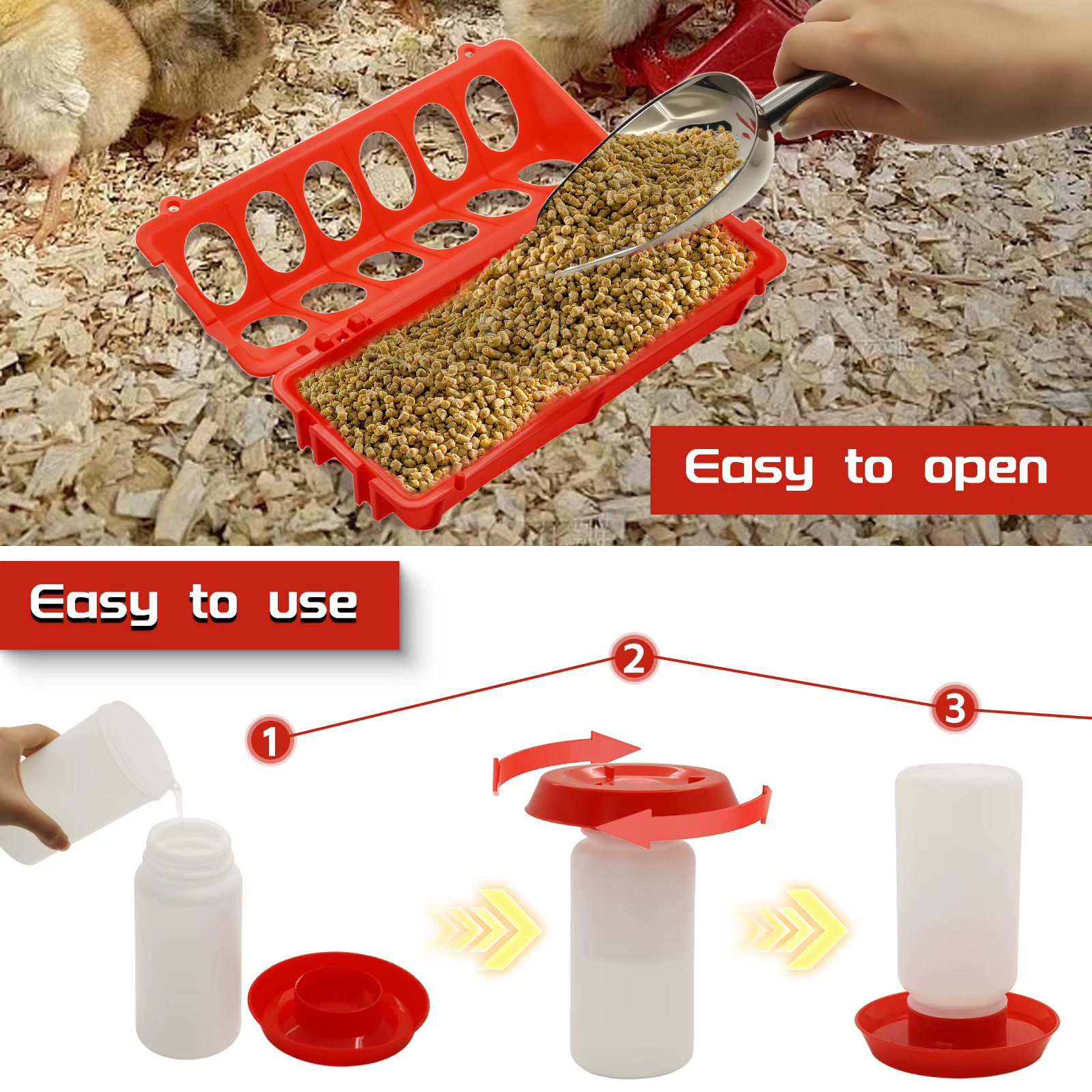 Alimentador Automático de Pollo y Agua para Pollos, Codornices y Corderos - Dispensador de Alimento Ligero — imagen 4