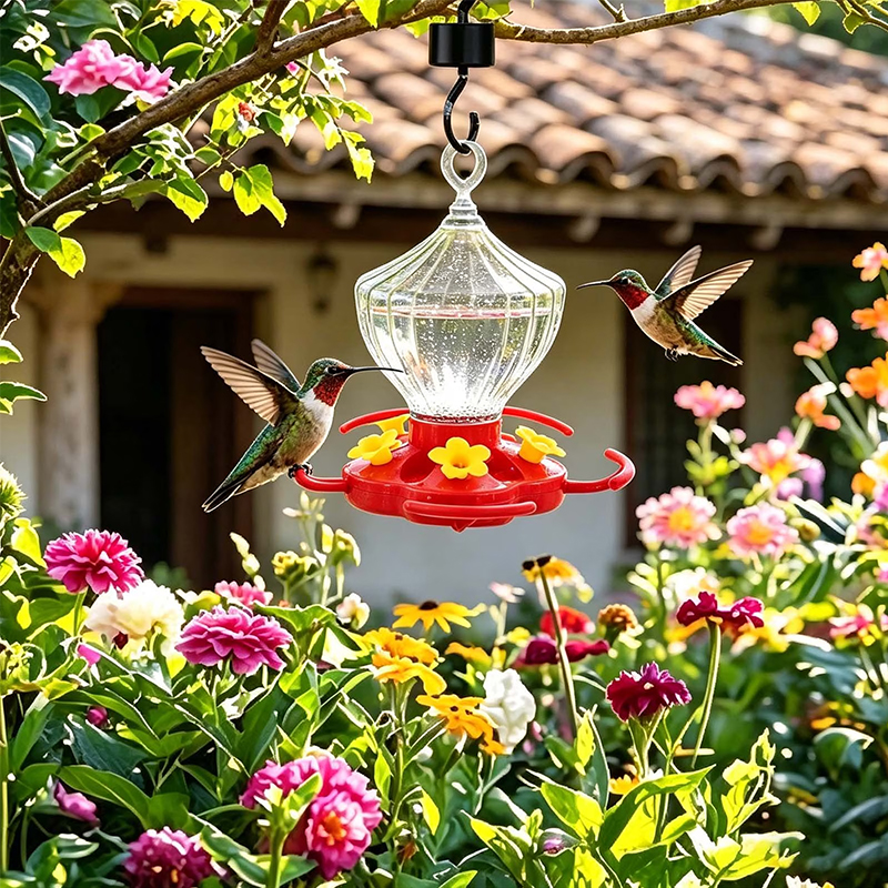 Hanging Hummingbird Feeder – 5 Flower Ports with Perches, Outdoor Garden Bird Water Dispenser — image 4
