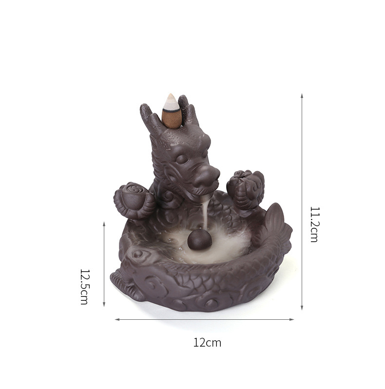 Redware Small Dragon Back Flow Incense Burner Creative Sandalwood Cigarette Back Flow Ornamental Aromatherapy Stove Home Crafts Ornaments — image 5