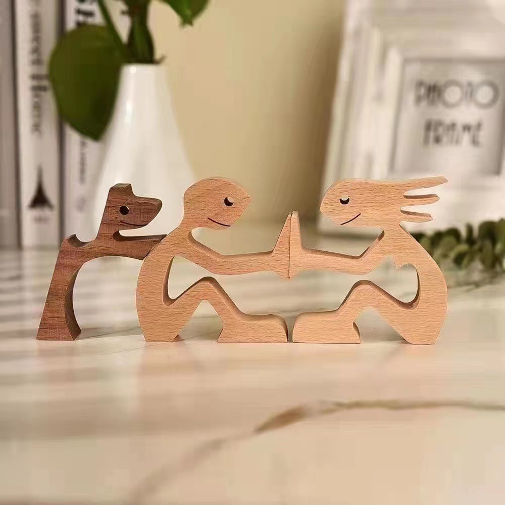 Wooden dog and family member ornaments animal decorations creative desktop decoration custom children toys — image 14