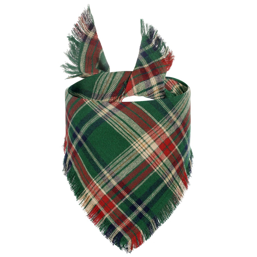 Vivifying Fall Dog Bandana With Tassels Edges Classic Plaid Triangle Dog Apparel Accessories Unny Dog Scarf Costume For Thanksgiving Photo Prop And Party Decor — image 5