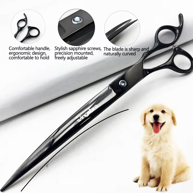 Wingsbro 9 Inch Professional Pet Grooming Scissors, Animal Hair Trimming for Dog, Dog Grooming Curved Shears — image 4