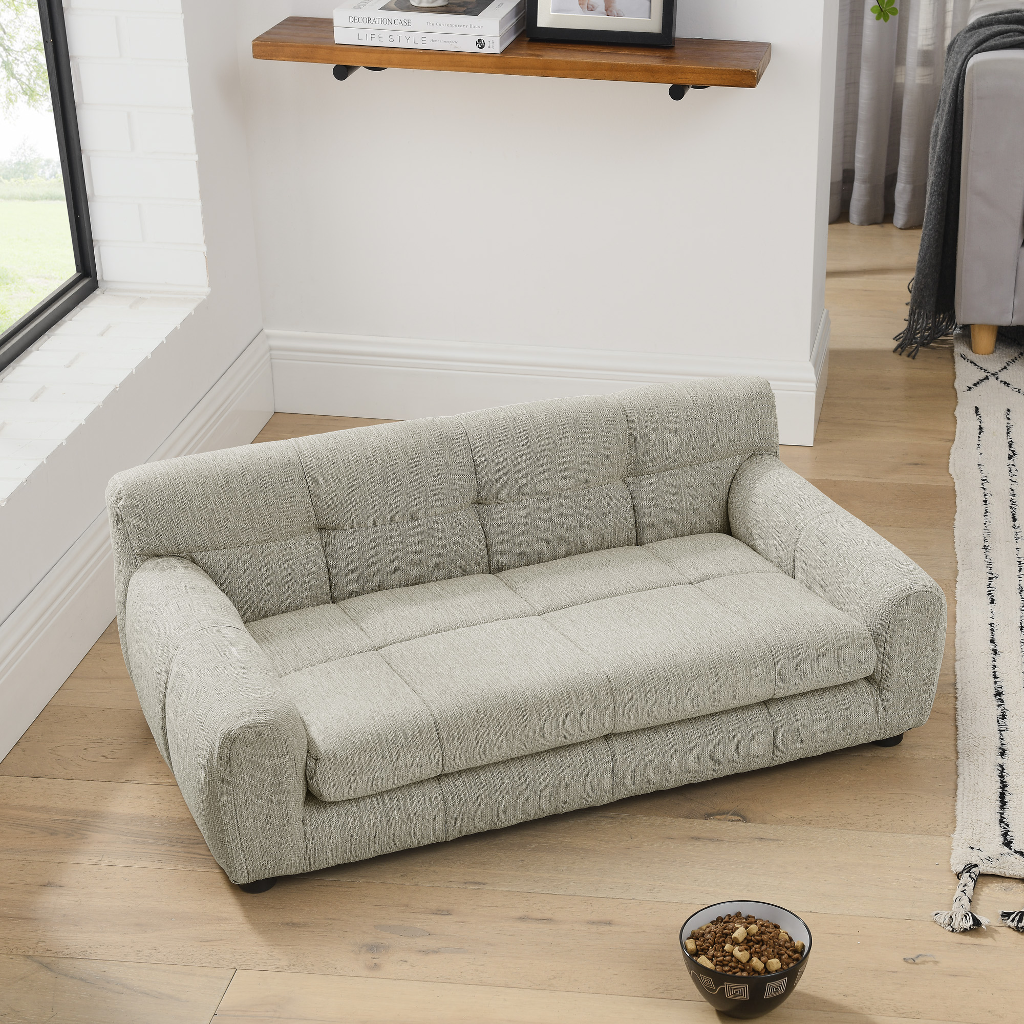 Soft And Comfortable Pet Sofa With Backrest And Armrests, Suitable For Modern Rectangular Pet Sofas For Small And Medium-sized Dogs, -Beige — imagen 5