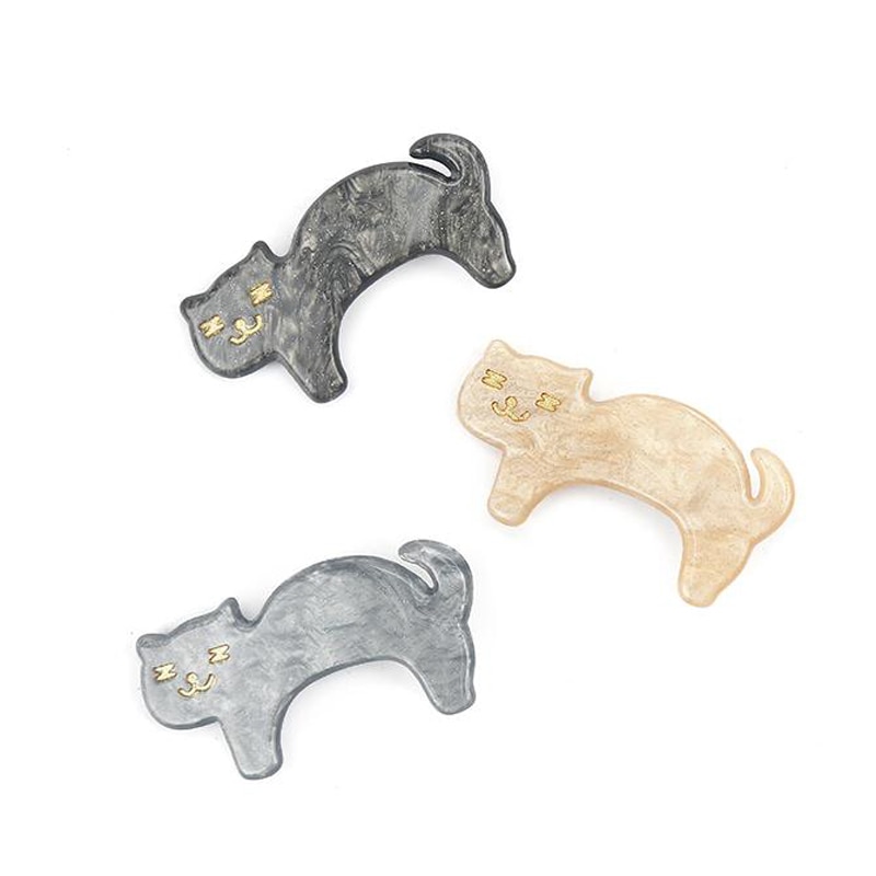 Women Animals Hair Accessories Solid Color Cartoon Cat Hairpins Jewelry Acrylic Buckbill Hair Clip Headwear — image 2