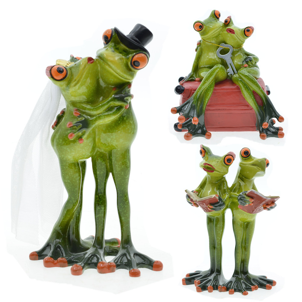 Creative Lovely Nordic Garden Home Decoration Couple Frog Resin Crafts Decoration Wedding Valentine's Day Gift — image 1
