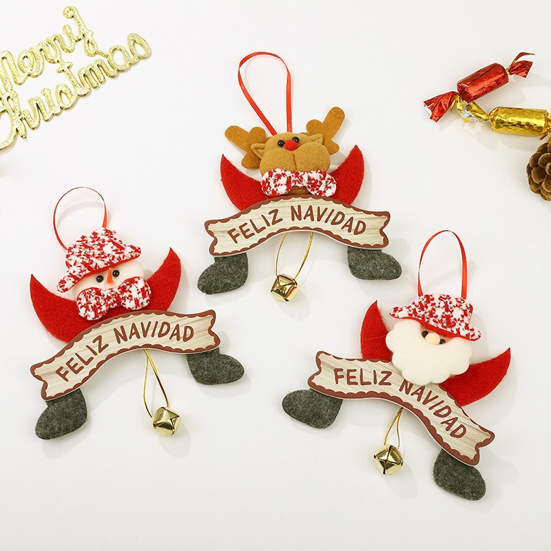 New Christmas Pendant Cute Cartoon Santa Claus Elk Decoration Christmas Tree Bell Pendant — image 8