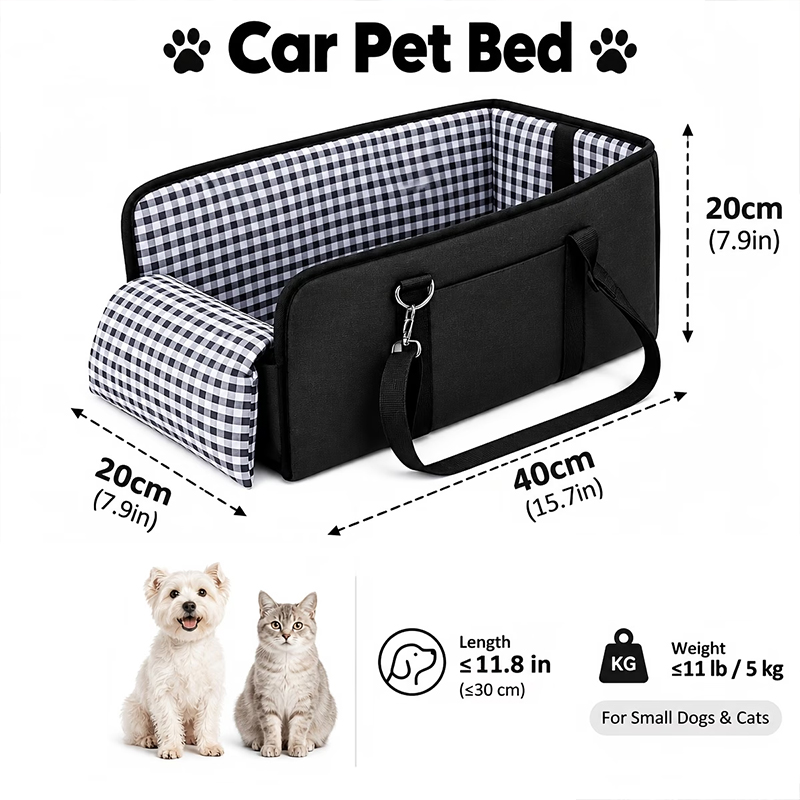 Car Mounted Pet Car Seat – Portable Small Dog Grid Seat with Soft Cushion & Seat Belt, Dog Car Accessories — image 10