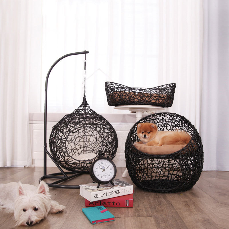 Pet Basket Cat Hammock Rattan Chair All Season Universal Cat Bed Small Dog Swing Cradle Cat Nest Climbing Frame — image 2