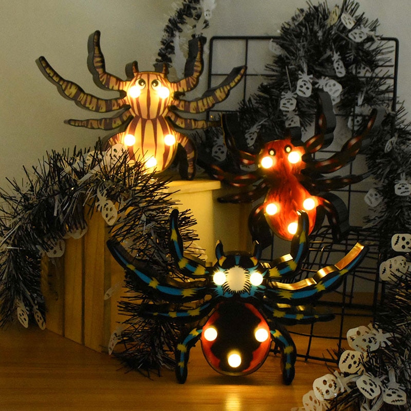 Halloween LED Lights Horror Pumpkin Ghost Bat Spider Night Lights Ornament Halloween Party Props Home Bar Table Lamp Decorations — image 4