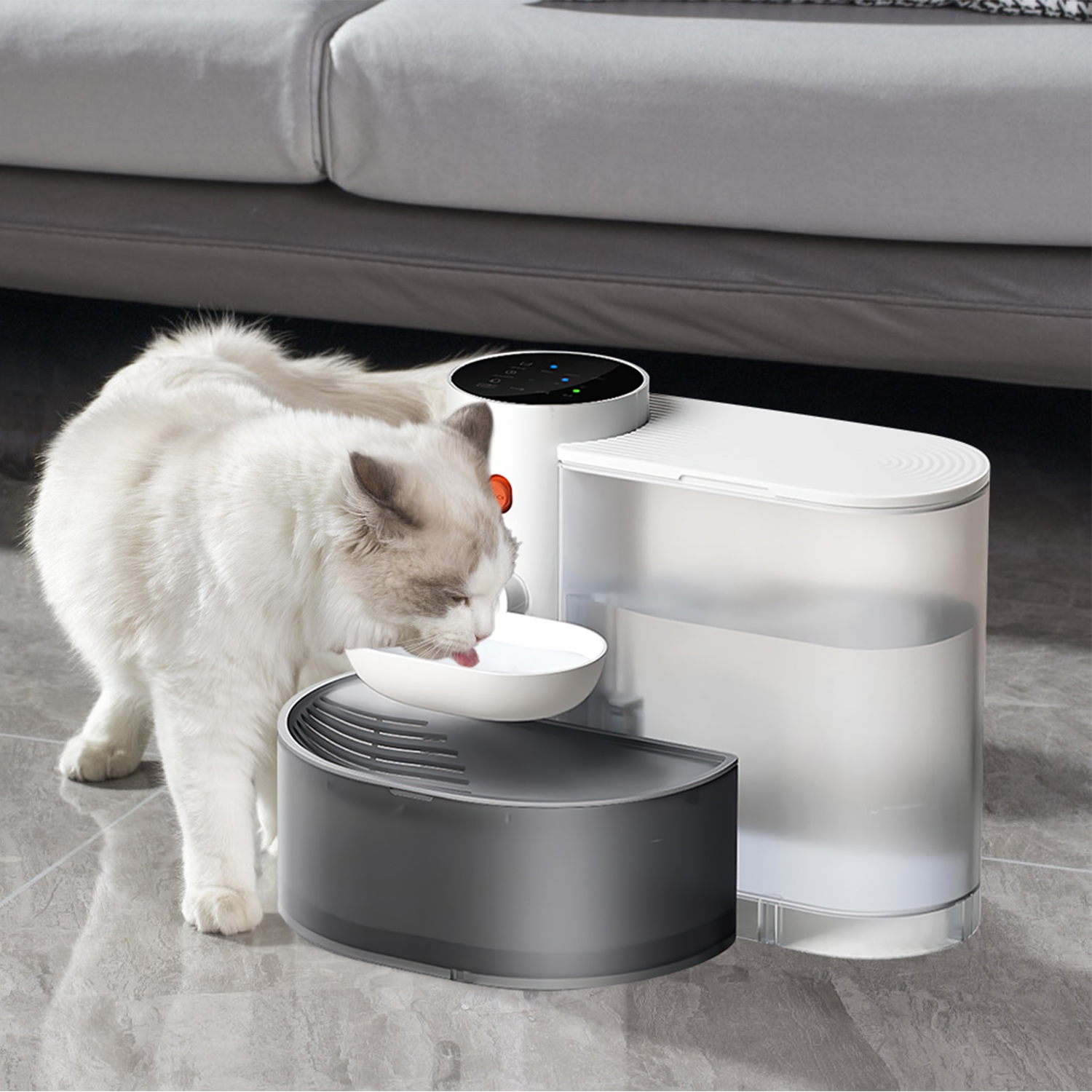 Fuente de Agua Inteligente para Mascotas Dispensador Automático de Agua para Gatos 3L Fuente de Agua para Perros Recargable e Inalámbrica con Autorrelleno, 3 Volúmenes Ajustables, 3 Intervalos de Tiempo y Control Táctil — imagen 3