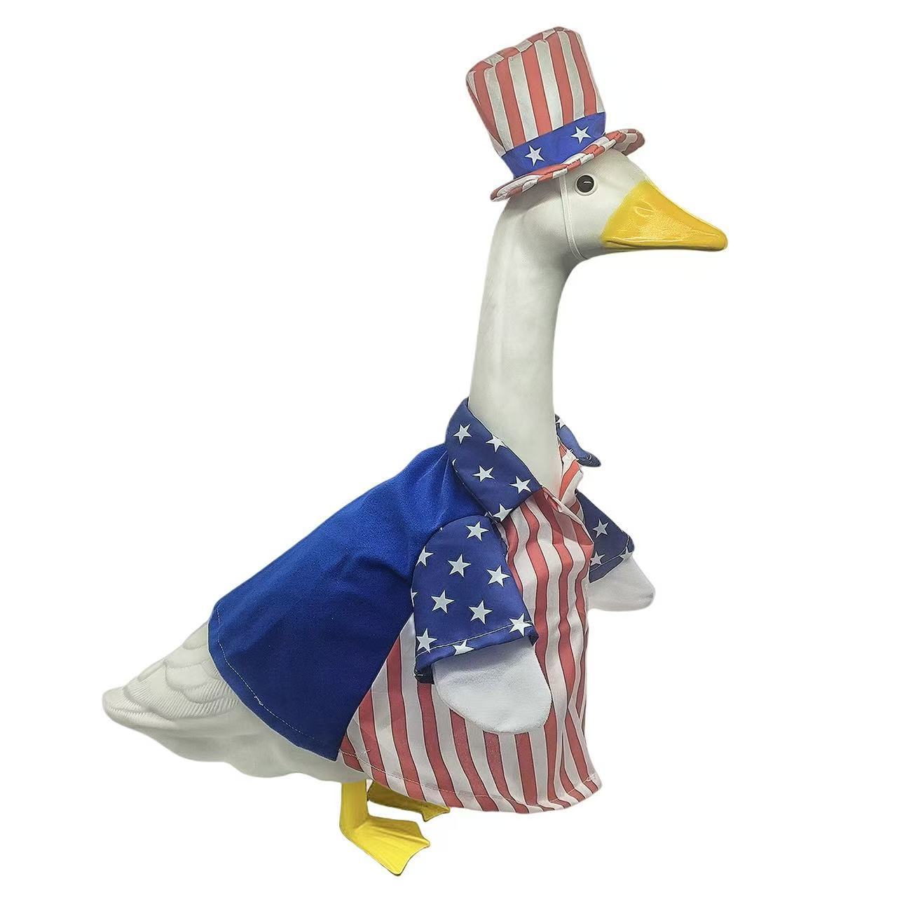 PorchGooseCostume Independence Day Flag Porch Goose Yard Decoration Goose Figurine Costume — image 1