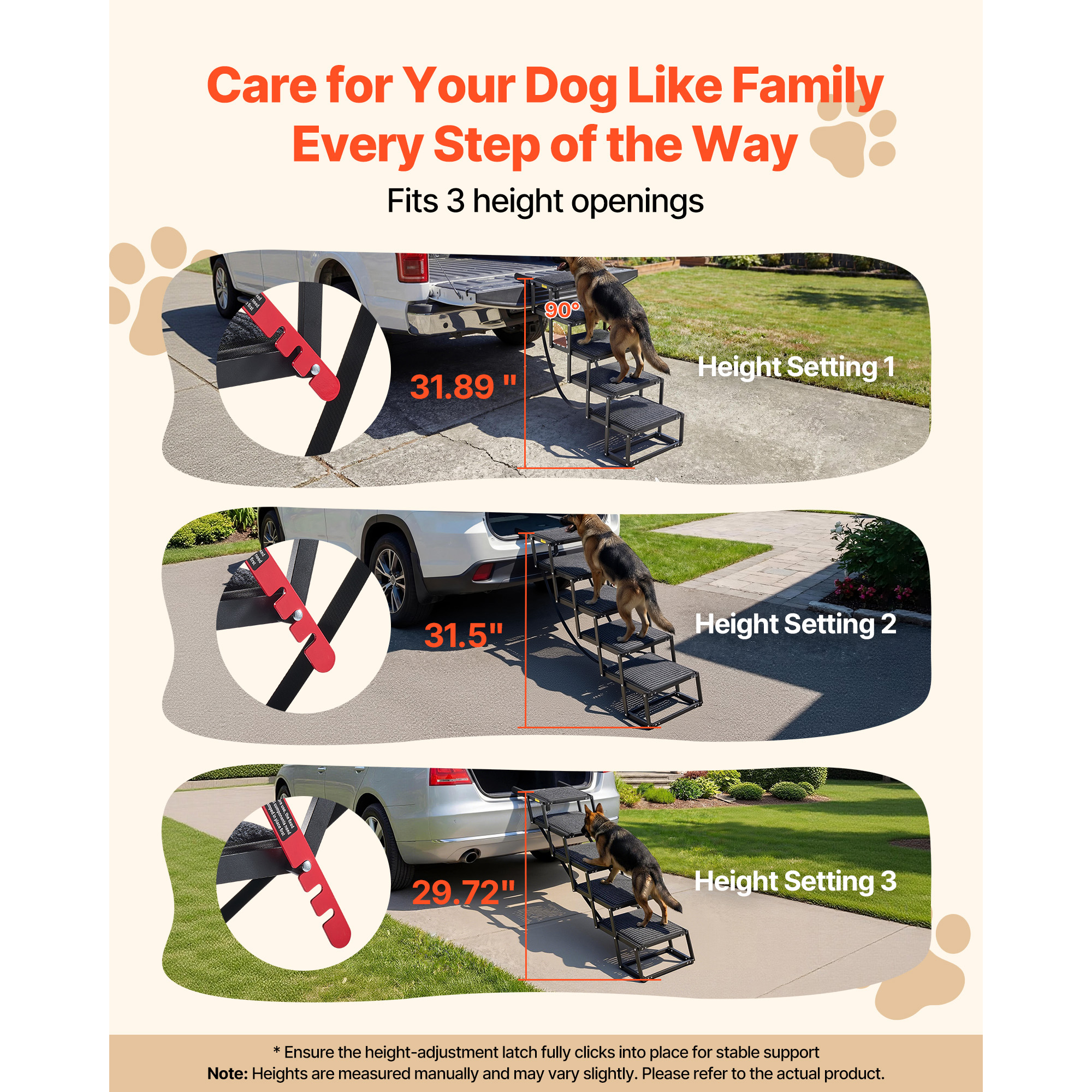 Dog Stairs For Car, 5 Steps Extra Wide Foldable Dog Ramp For Large Dogs With Non-Slip Rug Surface, Portable Lightweight Pet Ladder For Car, SUV, Truck, High Beds, Sofas, Support Up To 200 Lbs — image 5