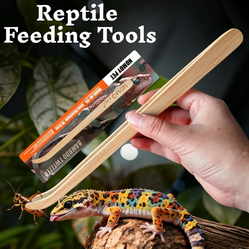 Tijeras de Alimentación de Bambú para Reptiles 16.8/28cm con Puntas Redondas Suaves para Gecko de Leopardo Lagarto Serpiente Anfibios Terrario