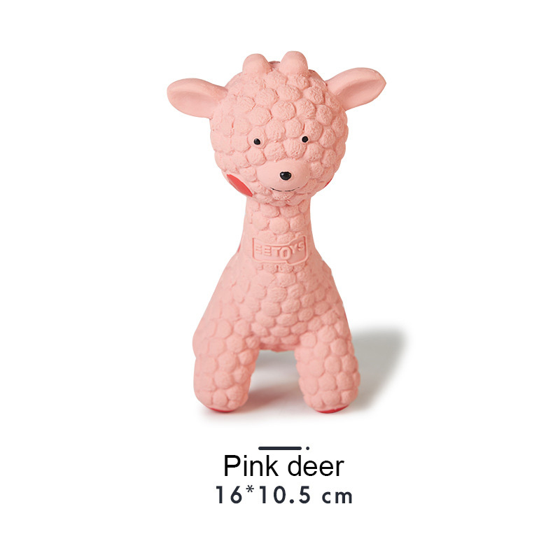 Latex pink deer yellow deer puppy interaction — image 1