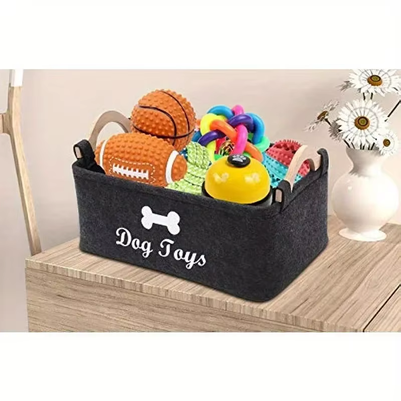 Felt pet toy box, dog toy box, storage basket box - perfect for organizing pets — image 3