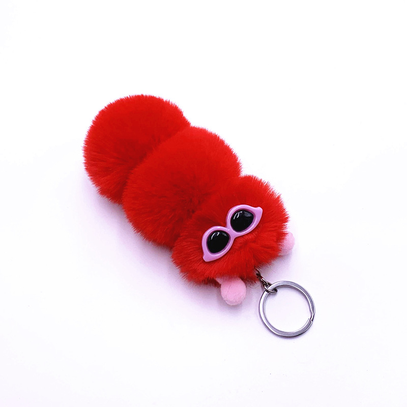 New Cute Caterpillar Key Chain Cute Candy Color Cartoon Plush Bag Pendant Car Key Chain Accessories — image 13